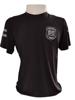 CAMISETA POLÍCIA PENAL SC MANGA CURTA POLIAMIDA PRETA FORT BRASIL