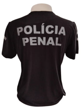 CAMISETA POLÍCIA PENAL SC MANGA CURTA POLIAMIDA PRETA FORT BRASIL