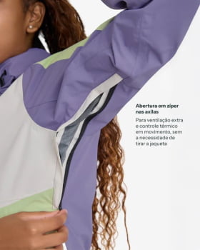 JAQUETA IMPERMEÁVEL DARWIN 2.0 FEMININA LAVANDA E VERDE - GALÁPAGOS