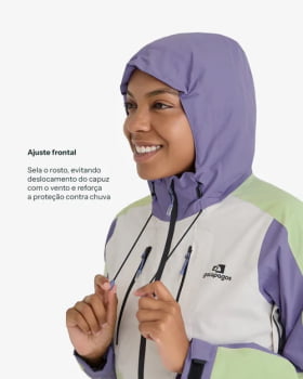 JAQUETA IMPERMEÁVEL DARWIN 2.0 FEMININA LAVANDA E VERDE - GALÁPAGOS