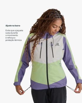 JAQUETA IMPERMEÁVEL DARWIN 2.0 FEMININA LAVANDA E VERDE - GALÁPAGOS