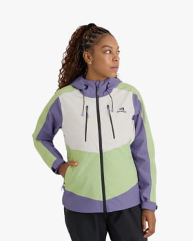 JAQUETA IMPERMEÁVEL DARWIN 2.0 FEMININA LAVANDA E VERDE - GALÁPAGOS