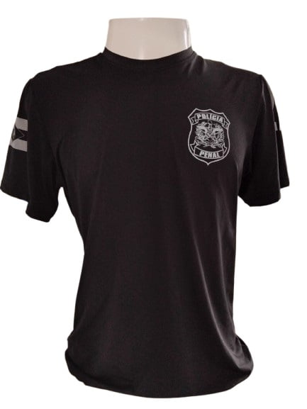 CAMISETA POLÍCIA PENAL SC MANGA CURTA POLIAMIDA PRETA FORT BRASIL