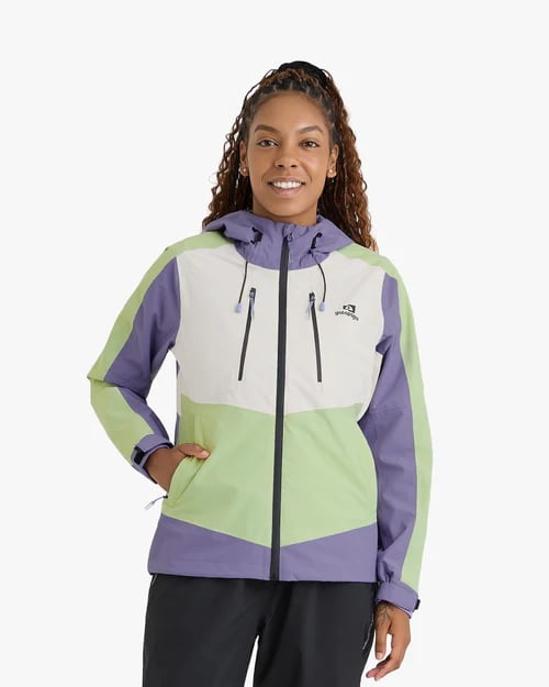 JAQUETA IMPERMEÁVEL DARWIN 2.0 FEMININA LAVANDA E VERDE - GALÁPAGOS